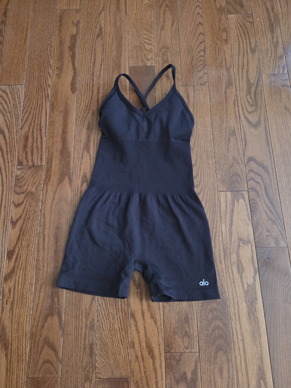 ALO Yoga Woman Black Strappy One-Piece Romper